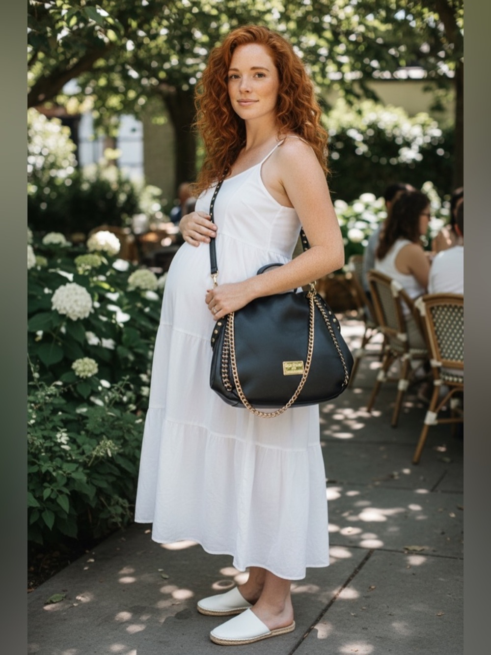 Bebe Black and Gold Chain Shoulder Bag